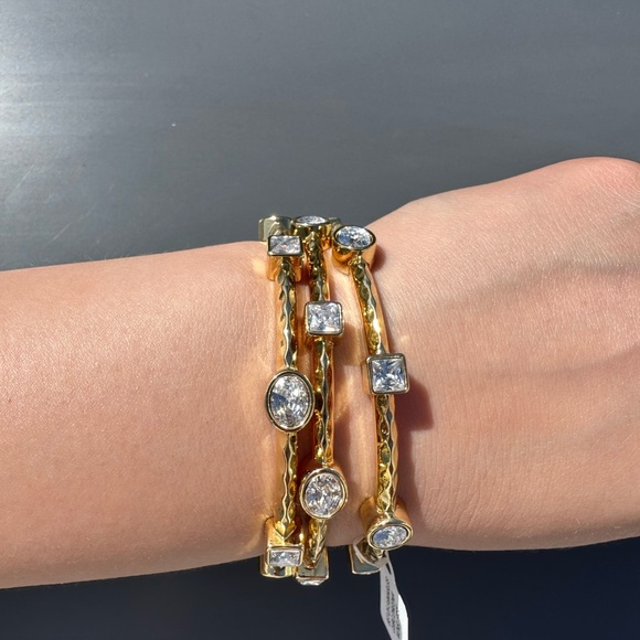 Anthropologie Gold Crystal Stack Bracelets - Picture 3 of 6